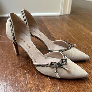 Armani Nude Suede Heeled Pumps Size 40
